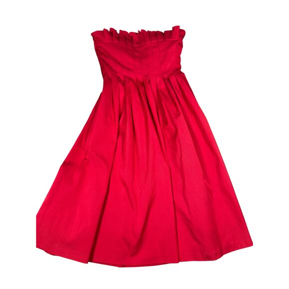 Antonio Melani Red Strapless Pleated Midi Dress Size 6 - Picture 5 of 7